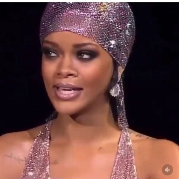 

fashion head scarf band hair accessories for women party bling crystal cap hat piece jewelry 211019, Silver