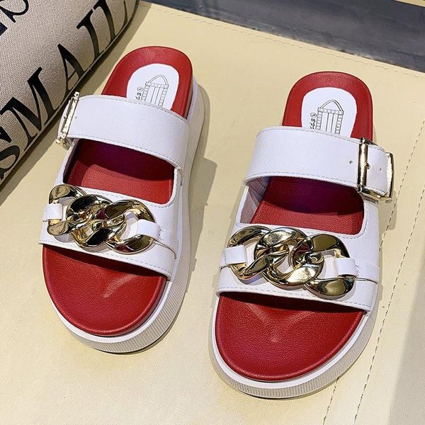 

women shoes slippers for home female flats 2021 rubber flip flop metal decoration slides summer footwear, Black