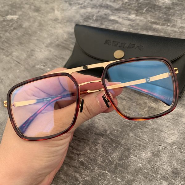 

design sunglasses big face double beam plate pure titanium personality fashion square lens light super elastic myopia frame, White;black