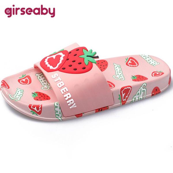 

girseaby 2021 women slippers open toe 2cm heels fruit stylish cartoon cute soft comfy non-slip size 35-39 summer a3768, Black