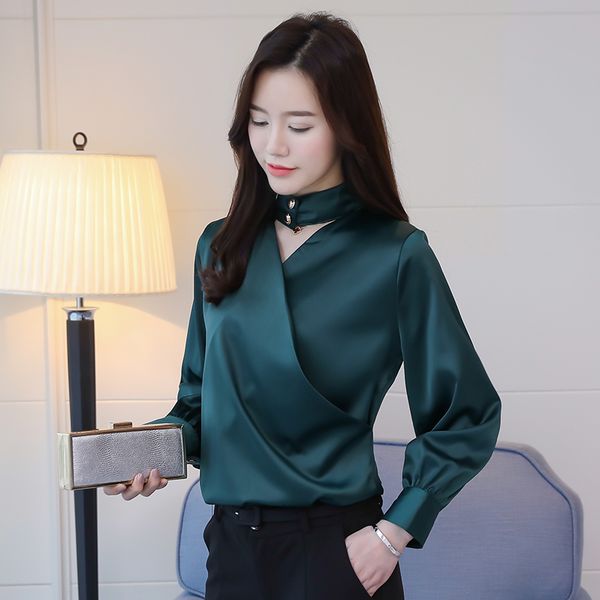 

women's blouses & shirts women blouse shirt lantern sleeve v-neck casual et chemisier femme blusas mujer de moda cq8t, White