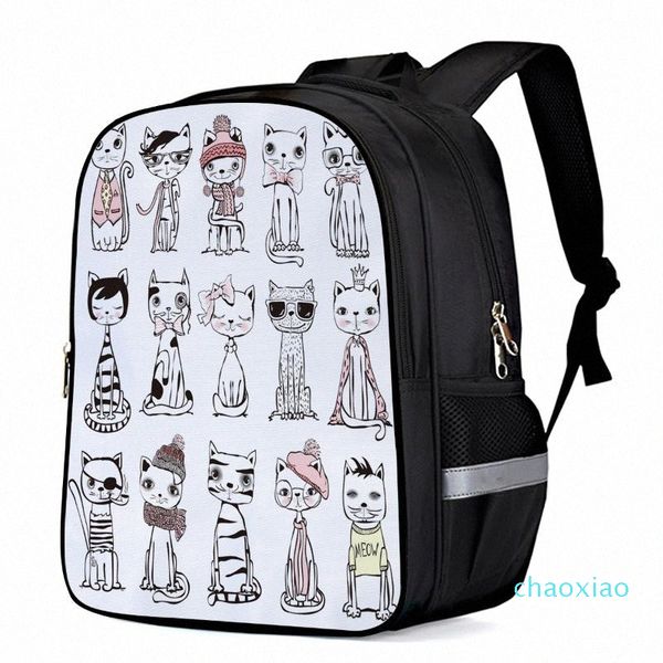 

cat hipster animal cartoon lapbackpacks school bag child book bag sports bags bottle side pockets h96b#