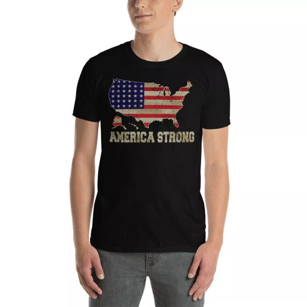 

america strong proud american flag patriotics gifts t-shirt, White;black