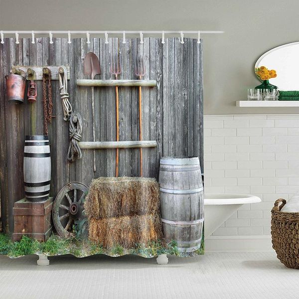 

farmhouse shower curtain vintage rural bathroom home decor douchegordijn curtains