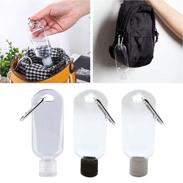 

5pcs 30ml 50ml empty hand sanitizer bottle travel size holder hook keychain carriers flip cap portable refillable storage bottles & jars