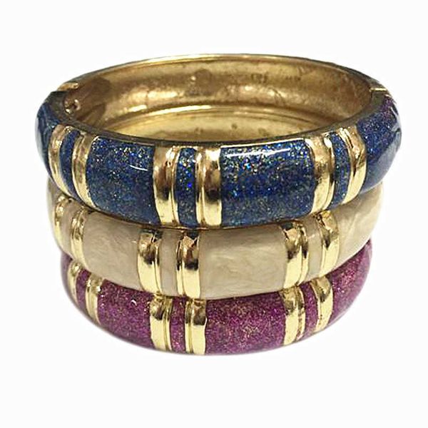 

mother's day gift vintage cloisonne brilliant bangle set trendy jewelry stylish accessories classic q0717, Black