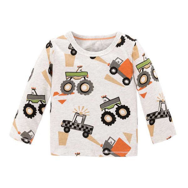 

jumping meters cartoon tractors boys long sleeve t shirts cotton baby clothes for autumn spring kids 210529, Blue