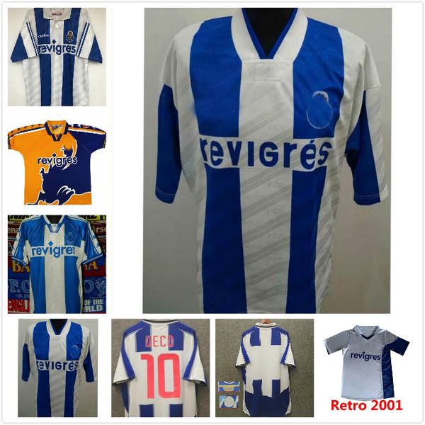 

porto retro soccer jersey 1994 95 97 99 2001 03 04 cup final home away men deco finals vintage football shirt kits blue yellow classic unifo, Black;yellow