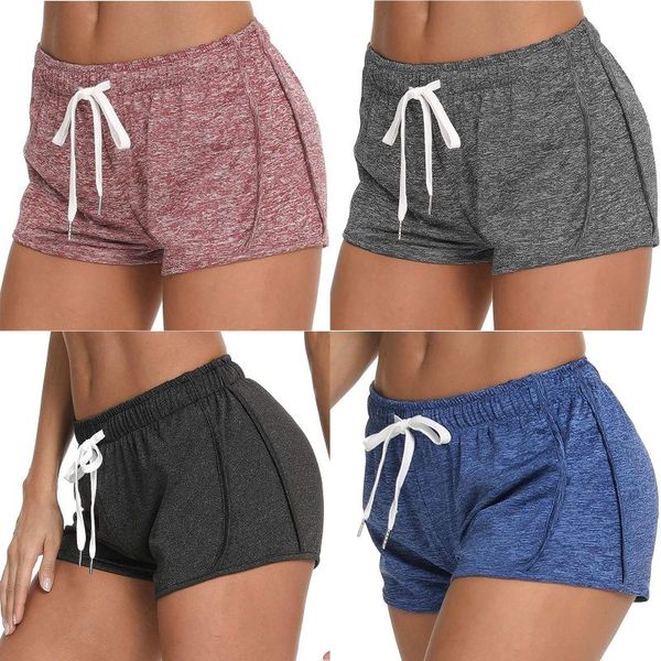 

women's shorts women summer solid color sweatpants elastic mid-waist for yoga/ running/ fitness s/ m/ / xl/ xxl, White;black