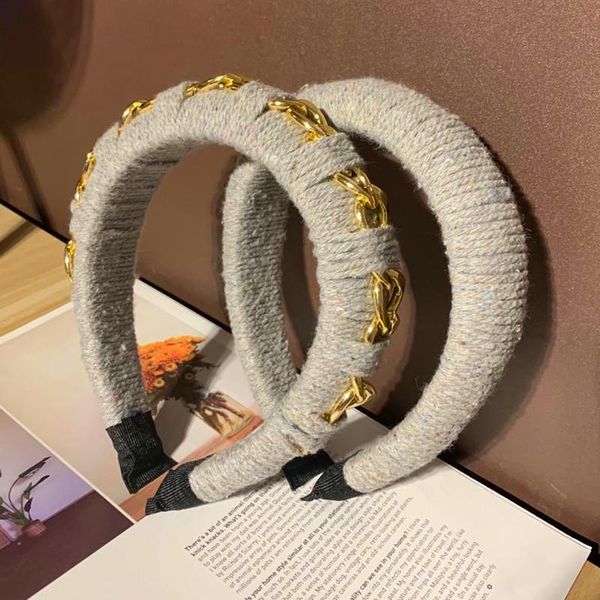 

retro original custom winding rope hairband wind street wide version headband thickened sponge female hair accessories, Slivery;white