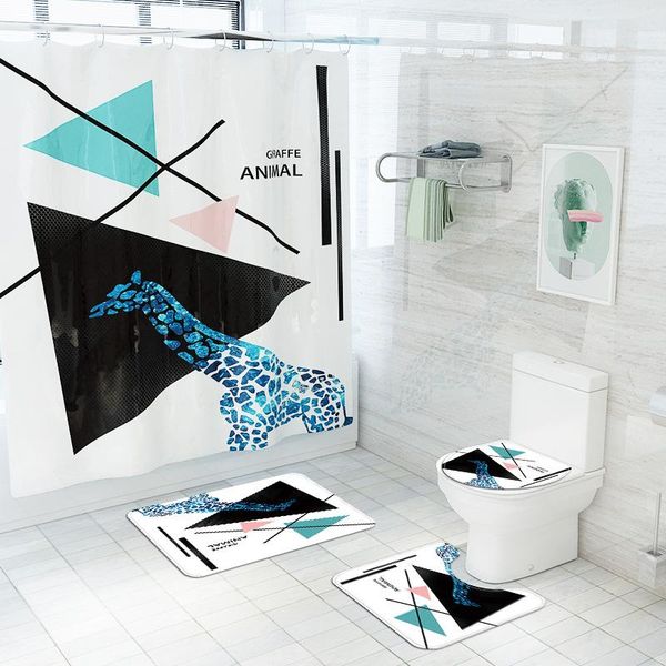 

shower curtains polyester fabric waterproof curtain with hooks giraffe zebra print home decor bathroom toilet bath mats carpets