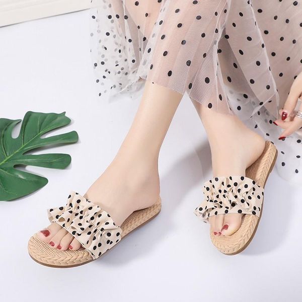 

slippers 2021 bowknot summer comfort breathable cool net infrared i slip flat heel bottom fairy bow little daisy sandals, Black