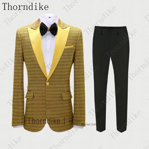 

thorndike printting christmas tuxedo 2 piece blazer pants fashion one breasted slim men's twill suit set terno masculino costume suits, White;black