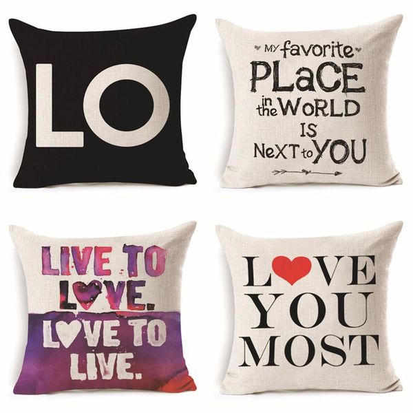 

northern europe printed lovers letters cushion cover cotton linen home decorative pillows for sofa cojines pillowcase cushion/decorative pil