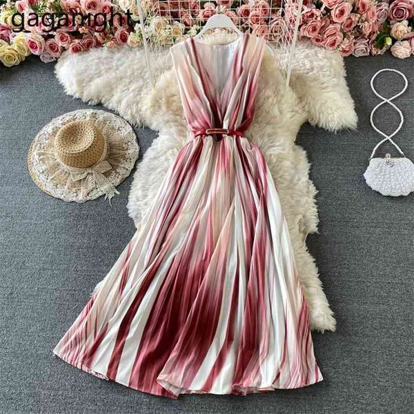 

gradient fashion women summer dress sleeveless v neck chic lady party dresses elegant banquet vestidos a line 210601, Black;gray