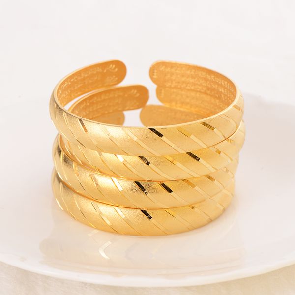 Bangles Moda Tendência Índia Jóias 18 K Fino Sólido Ouro Cheio Matte Alta Qualidade Cuff Bangle Mulheres Sprit Retro