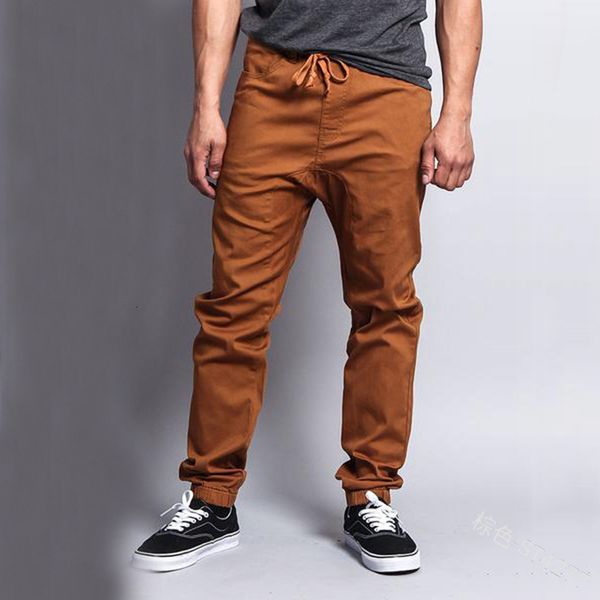 

mens designer pencil solid color fashion sport long pants elastic waist casual male clothing, Black