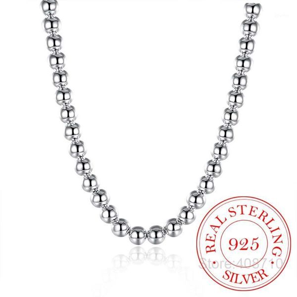

chains 925 sterling silver 4mm/8mm/10mm smooth beads ball chain necklace for women trendy wedding engagement jewelry dropship1