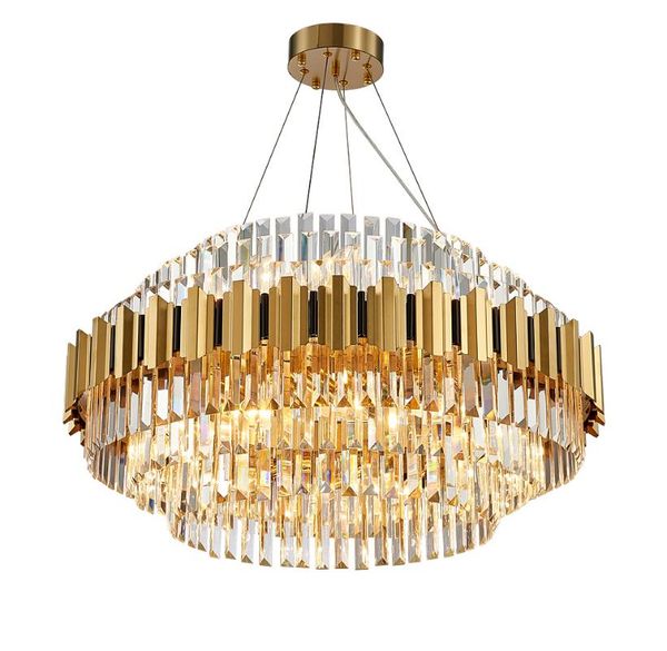 

art deco round oval golden stainless steel crystal chandelier hanging lamp lighting lustre suspension luminaire lampen chandeliers