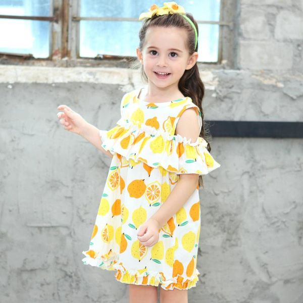 

girl's dresses baby girls dress 2021 summer cotton little print kids girl fruit children clothes size for 234 5 6 7 8 years, Red;yellow