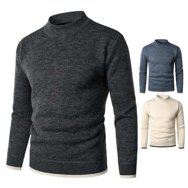 

men's sweaters ym638 loose fit young men clothing autumn and winter 2021 stand collar warm thickened solid color simple long sleeve swe, White;black