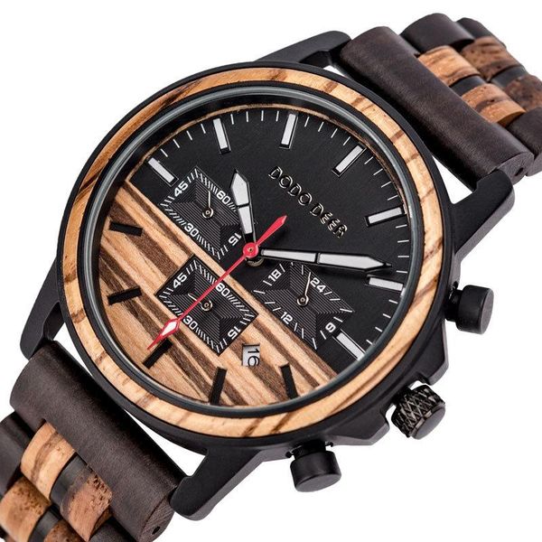 

wristwatches dodo deer men watch wood luxury stylish watches timepieces chronograph military quartz great men's gift relogio masculino, Slivery;brown