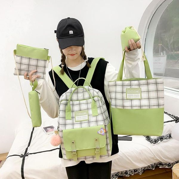 

piece set backpack cute school bags for teenage girls women canvas travel shoulder bag student kids rucksack