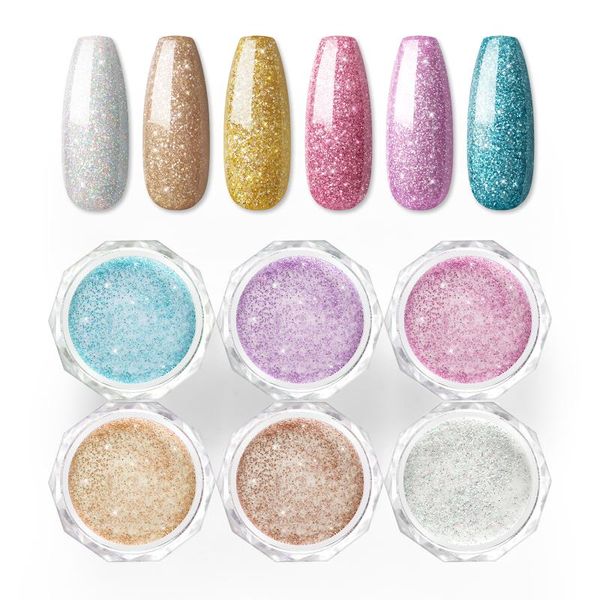 

nail glitter coscelia art decoration glitters for acrylic holographic flakes sequin 6pcs diy dipping powder tip tools, Silver;gold