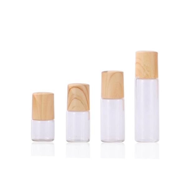 

1/2/3/5ml roll on bottle thick clear glass perfume bottle refillable empty roller essential oils vials