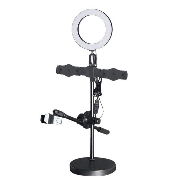 

ring light selfie lamp multifunction with tripod stand and cell phone microphone flash heads