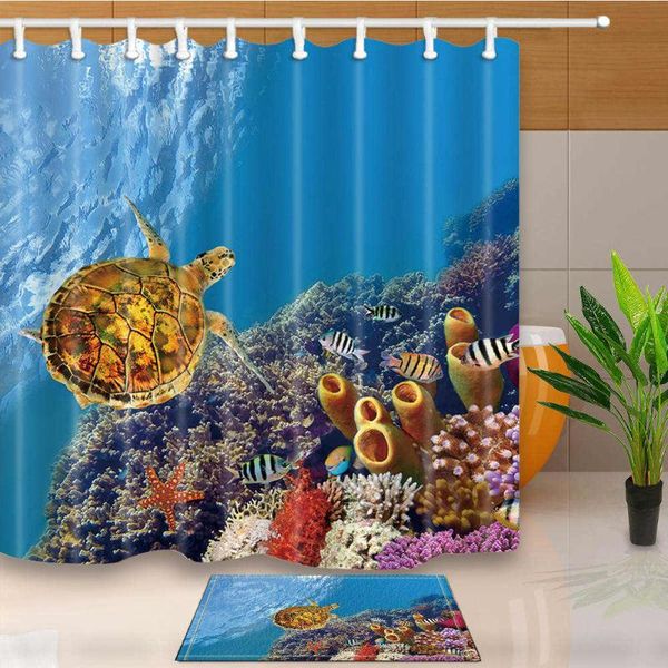 

shower curtains polyester fabric curtain waterproof home bathroom seafloor fish style bath for the beauty view