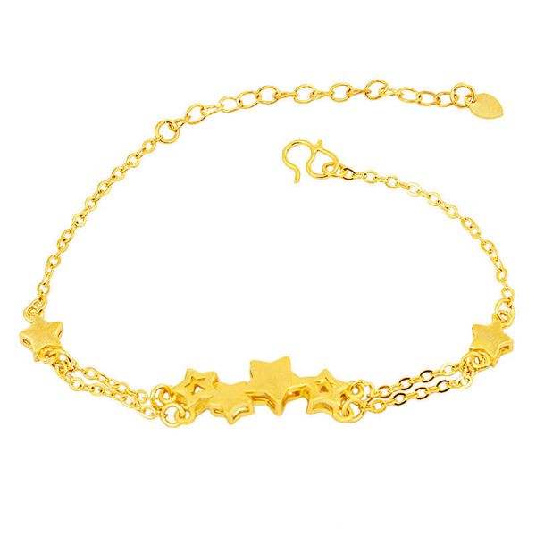 

women's five-pointed star chains 24k gold plate charm bracelets njgb225 fashion wedding gift women yellow gold plated bracelet, Golden;silver