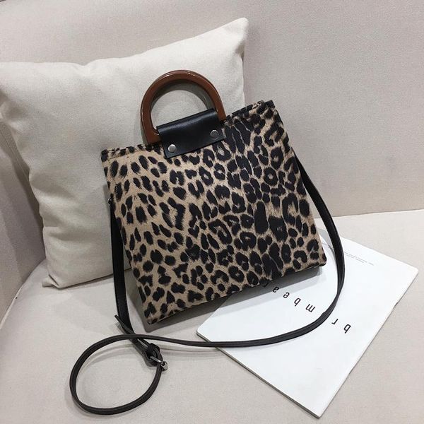 

leopard shoulder bag women handle fashion trend conspicuous casual vintage elegant high-capacity hasp purse for ladies cross body