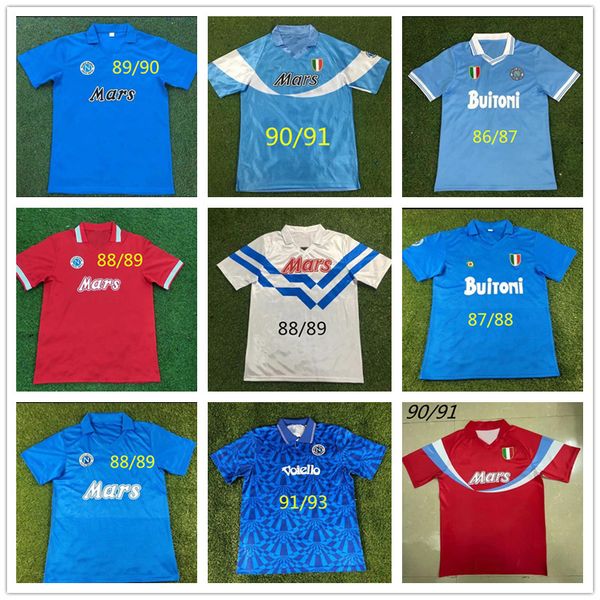 1986 87 88 89 90 91 92 93 Napoli Retro Maradona Soccer Jersey 1987 1988 1989 1990 2000 Insigne Napoli Vintage Futbol Gömlek