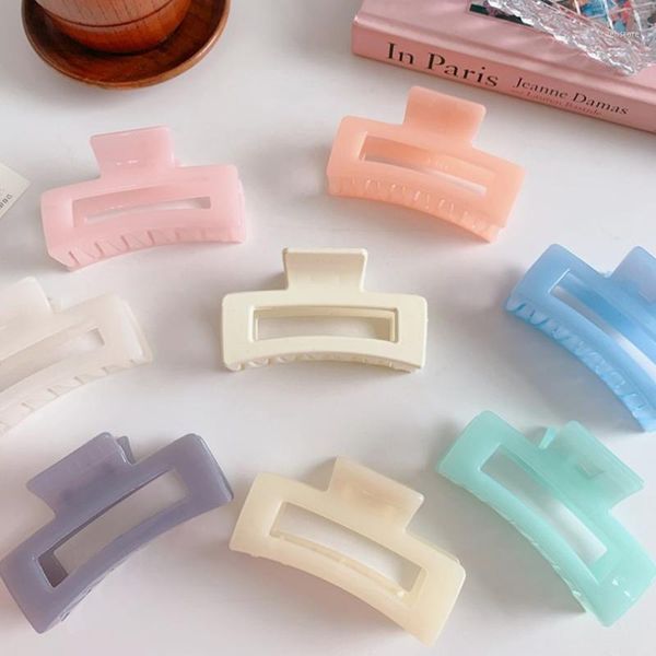 

women solid color geometric hairpins elegant rectangle acrylic large hair crab clips accessories1
