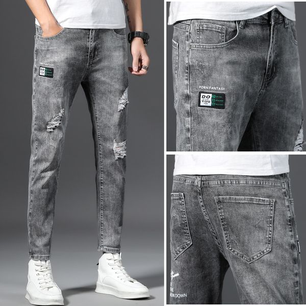 

men's jeans casual fashion korean style fashion brand spring and autumn slim pants, Blue