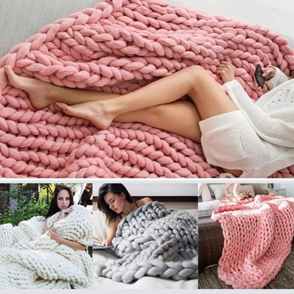 

blankets 80x100cm warm handmade chunky knit blanket thick home bed decor