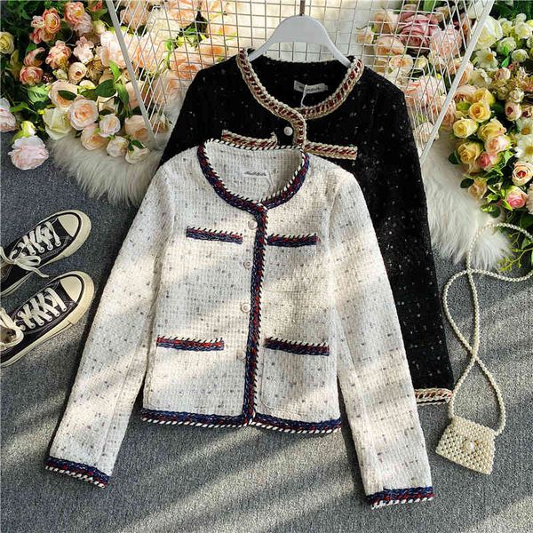 

jackets autumn winter vintage short tweed jacket coats women single breasted plaid twist weave elegant outerwear fuwb, Black;brown