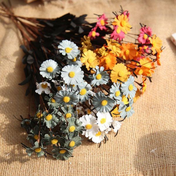

artificial flowers silk daisy 15 heads/branch colorful fake diy wedding party decoration home decorative & wreaths