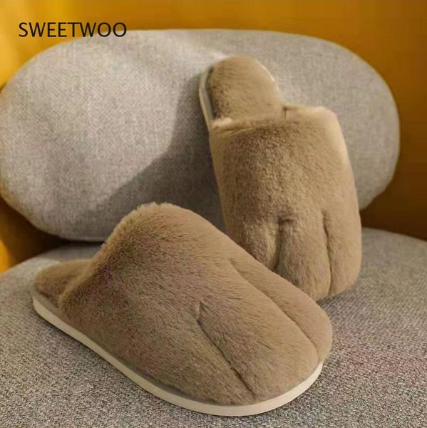 

slippers winter home furry slides for women cute cat design platform plush nonslip couples bedroom fuzzy shoes, Black