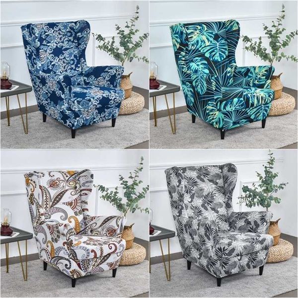 Tropical Plant Wing Cadeira Capa Elastic Spandex Relaxe Poltrona S Nordic Sofá Removível Slipcover Protetor 211207