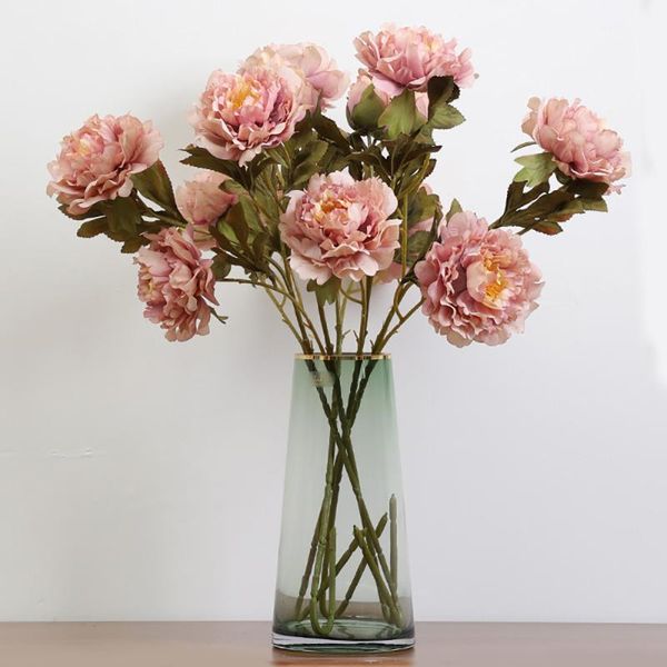 

bunch of 3-headed artificial peony flowers diy making home garden wedding decorations fake for the year decor decorative & wreaths