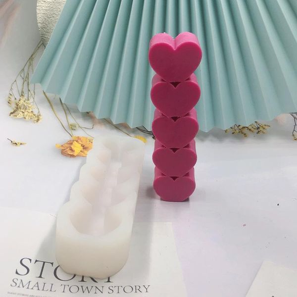 

craft tools diy handmade three-dimensional column mold five even love heart-shaped home decorative incense candle mousse cake silicone