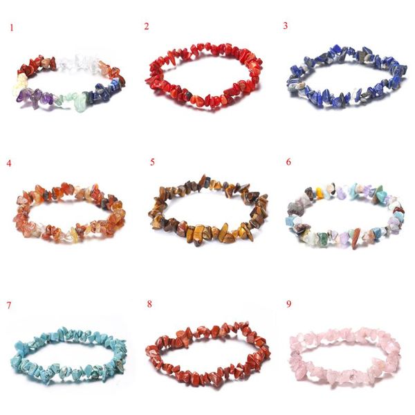 

beaded, strands irregular natural crystals chakras stone bracelet beads chips jewelry bracelets yellow clear aquamarines, Black