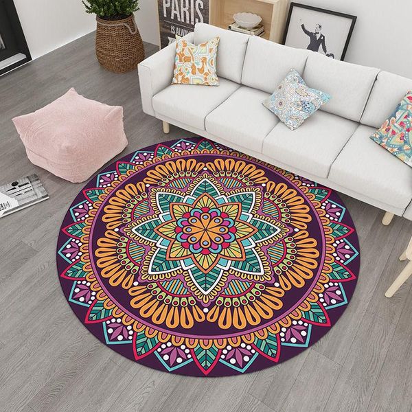 

carpets geometric boho style round kichen carpet parlor floor mats for living room bedroom modern non-slip kids play area rugs