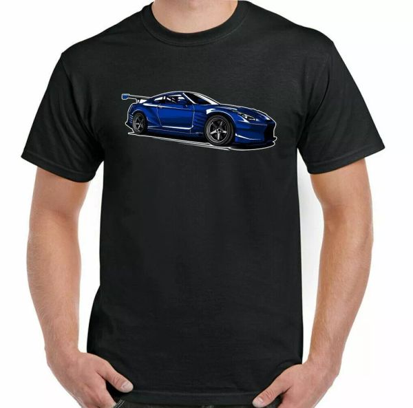

Nissan GTR T-Shirt Mens Car Enthusiast Drifting Race Top Blue Classic, White;black