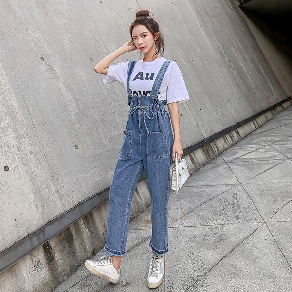 

women's jeans blue overalls woman denim spring summer womens ankle length for women pockets plus size jean trousers