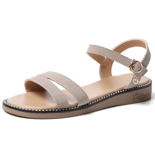 

sandals yshunij cow suede leather shoes women welt crystal summer ladies flat woman beach female, Black