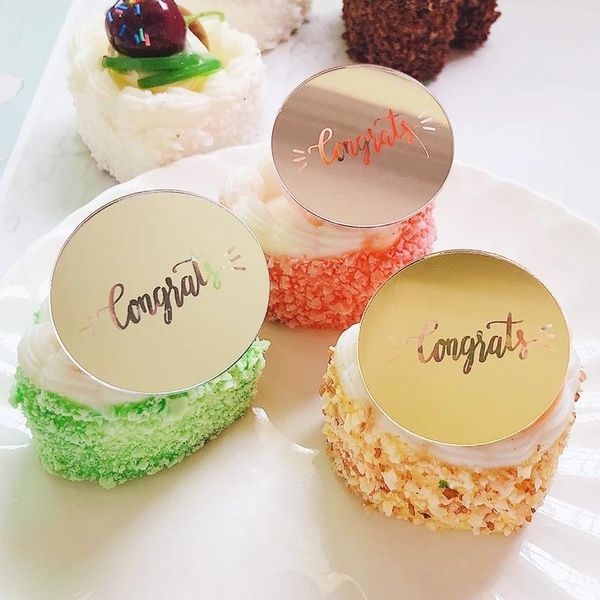 Weitere festliche Partyartikel, 10 Stück, Cupcake-Topper „Happy Graduation“, „Congrats Grad“, goldfarbener Acryl-Kuchenaufsatz für Abschlussfeiern, College-Absolventen, Feierlichkeiten