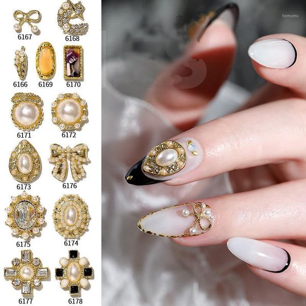 

1-5pcs natural pearls nail studs bow gold nails art parts for uv gel polish decoration of accessories1, Silver;gold